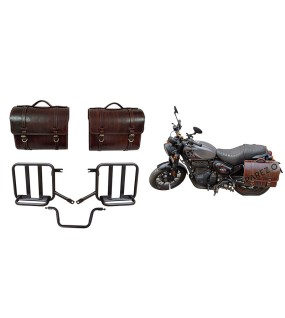 Royal Enfield Hunter 350 Leather Saddle Bags Antique Color With Mounting Pair