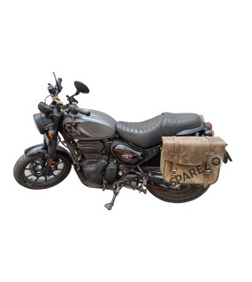 Royal Enfield Hunter 350 Leather Saddle Bags Dust Color With Mounting Pair
