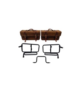Royal Enfield Interceptor 650 Pannier Rails &amp; Bags Brown Tan Pair