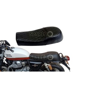 Royal Enfield GT Continental and Interceptor 650 Diamond Design Leather Dual Seat Black