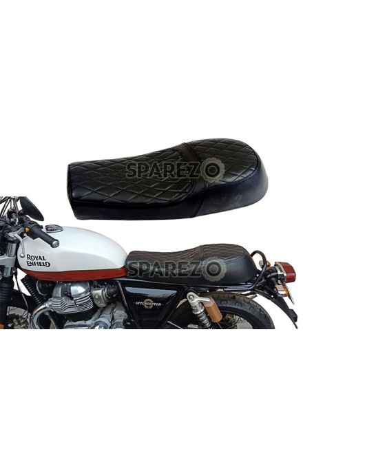 Royal Enfield GT Continental and Interceptor 650 Diamond Design Leather Dual Seat Black
