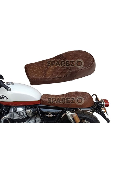 Royal Enfield GT Continental and Interceptor 650 Diamond Design Dual Leather Seat Brown