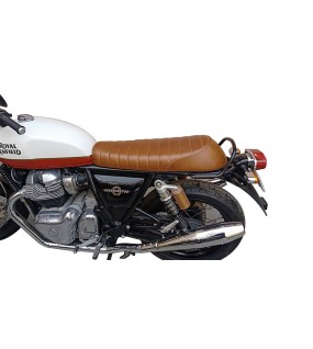 Royal Enfield GT Continental and Interceptor 650 Touring Brown Tan Genuine Leather Dual Seat