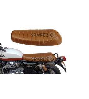 Royal Enfield GT Continental and Interceptor 650 Touring Brown Tan Genuine Leather Dual Seat