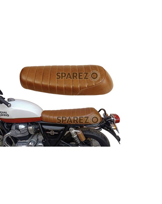 Royal Enfield GT Continental and Interceptor 650 Touring Brown Tan Genuine Leather Dual Seat