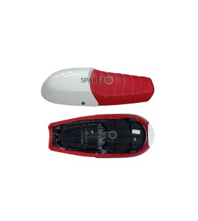 Royal Enfield GT and Interceptor 650cc Red Leather Dual Seat With White Cowl