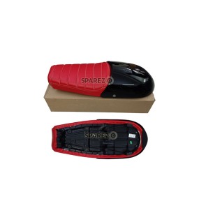 Royal Enfield GT and Interceptor 650cc Red Leather Dual Seat With Black Cowl
