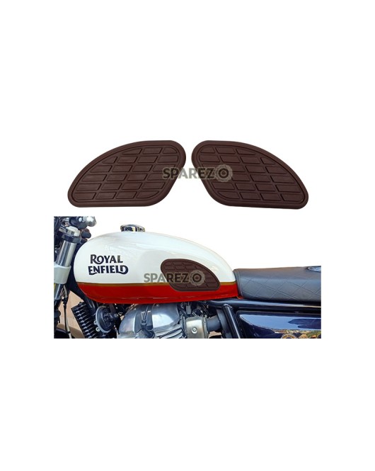 Royal Enfield GT and Interceptor 650cc Fuel Gas Tank Rubber Knee Pad Pair Dark Brown