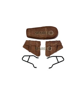 Royal Enfield GT and Interceptor 650cc Leather Dual Seat With Pannier Bags with Mounting