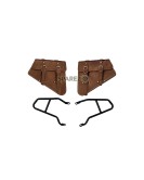Royal Enfield GT and Interceptor 650cc Leather Dual Seat With Pannier Bags with Mounting