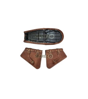 Royal Enfield GT and Interceptor 650cc Leather Dual Seat With Pannier Bags with Mounting D1