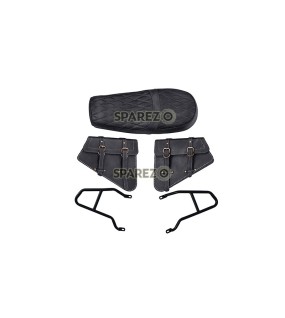 Royal Enfield GT and Interceptor 650cc Leather Dual Seat With Mounting with Pannier Bags