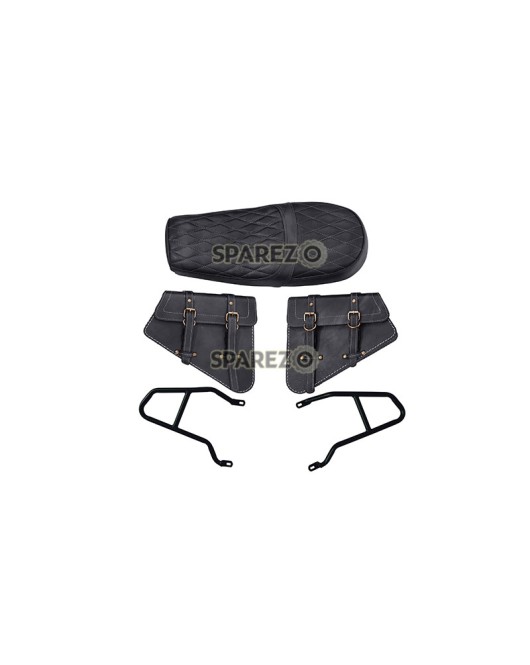 Royal Enfield GT and Interceptor 650cc Leather Dual Seat With Mounting with Pannier Bags