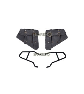 Royal Enfield GT and Interceptor 650cc Leather Dual Seat With Mounting with Pannier Bags