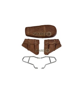 Royal Enfield GT and Interceptor 650cc Leather Dual Seat With Pannier Bags with Mounting D1