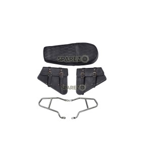 Royal Enfield GT and Interceptor 650cc Leather Dual Seat With Mounting with Pannier Bags D2
