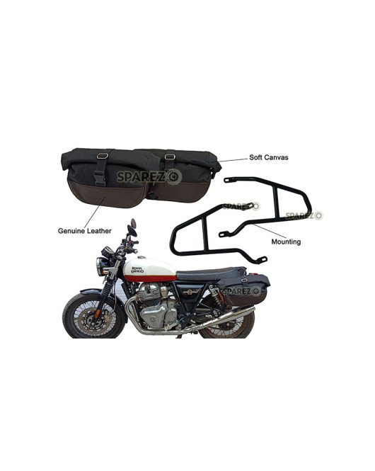 Royal Enfield GT Continental and Interceptor 650cc Soft Pannier Bags With Mounting Rails D1