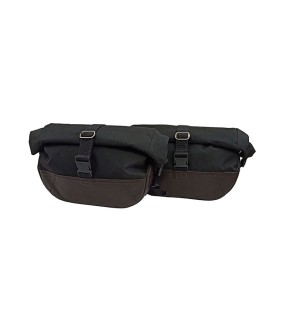 Royal Enfield GT Continental and Interceptor 650cc Soft Pannier Bags With Mounting Rails Chrome