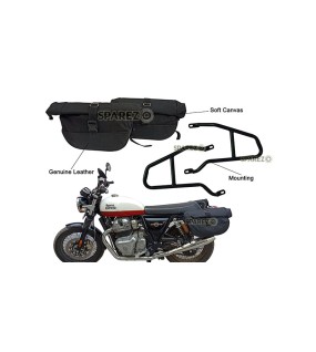 Royal Enfield GT Continental and Interceptor 650cc Soft Pannier Bags With Mounting Rails D2