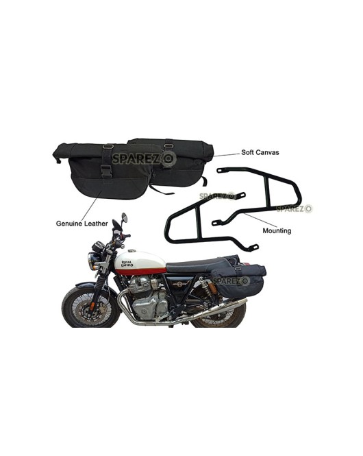 Royal Enfield GT Continental and Interceptor 650cc Soft Pannier Bags With Mounting Rails D2