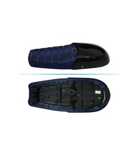 Royal Enfield GT and Interceptor 650 Blue Genuine Leather Dual Seat with Black Cowl