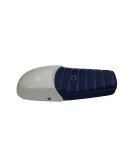 Royal Enfield GT and Interceptor 650 Blue Genuine Leather Dual Seat with White Cowl