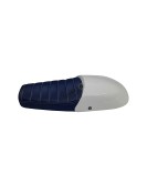 Royal Enfield GT and Interceptor 650 Blue Genuine Leather Dual Seat with White Cowl