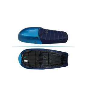 Royal Enfield GT and Interceptor 650 Blue Genuine Leather Dual Seat with Blue Cowl