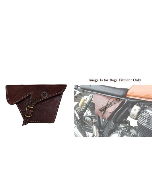 Royal Enfield GT and Interceptor 650 Side Panel Bag Genuine Leather Cherry Brown
