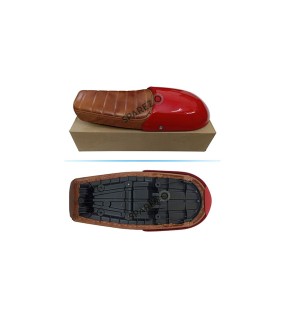 Royal Enfield GT and Interceptor 650cc Leather Dual Seat With Red Cowl  D8