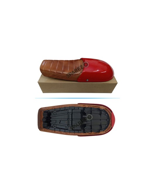 Royal Enfield GT and Interceptor 650cc Leather Dual Seat With Red Cowl  D8
