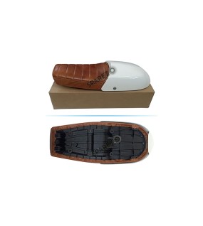 Royal Enfield GT and Interceptor 650cc Leather Dual Seat With White Cowl  D8