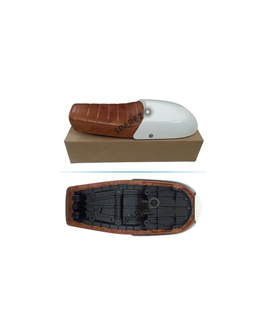 Royal Enfield GT and Interceptor 650cc Leather Dual Seat With White Cowl  D8