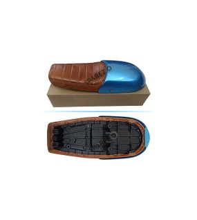 Royal Enfield GT and Interceptor 650cc Leather Dual Seat With Blue Cowl D8