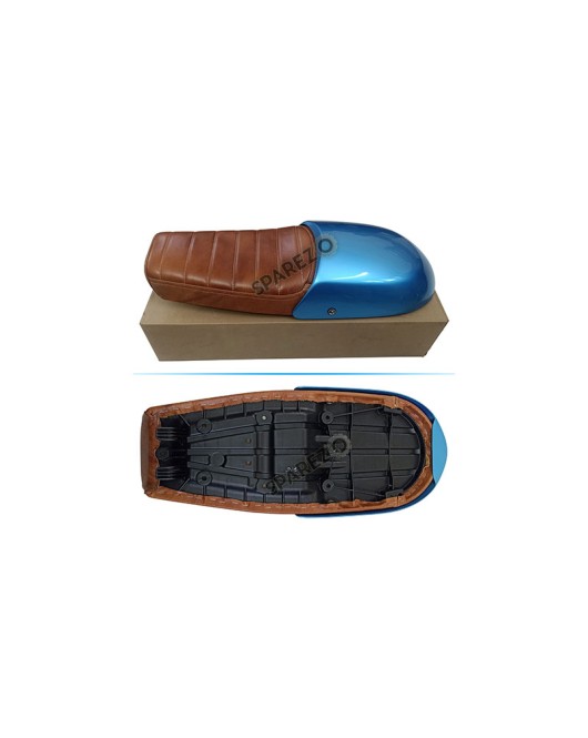 Royal Enfield GT and Interceptor 650cc Leather Dual Seat With Blue Cowl D8