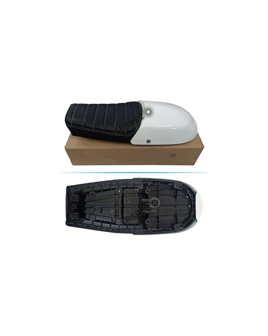 Royal Enfield GT and Interceptor 650cc Genuine Leather Dual Seat With White Cowl D27