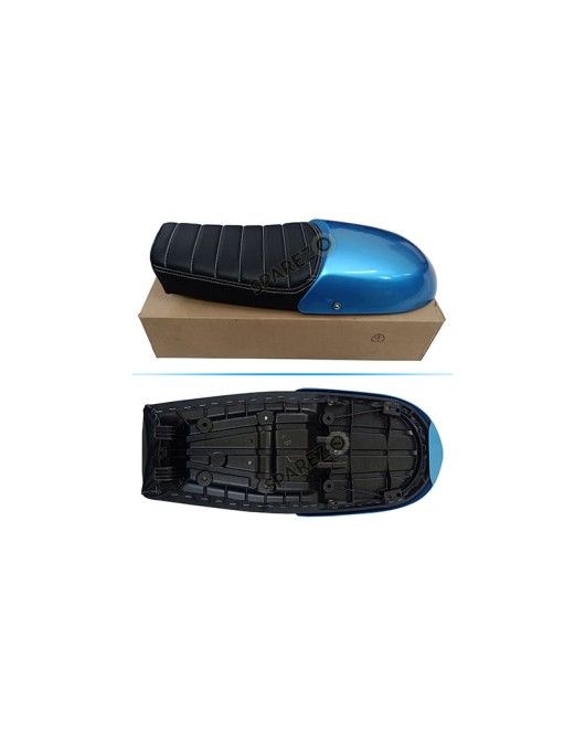 Royal Enfield GT and Interceptor 650cc Genuine Leather Dual Seat With Blue Cowl D27