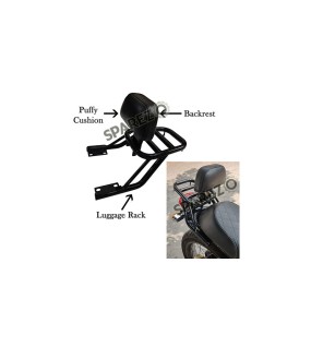 Royal Enfield Interceptor and GT 650 Rear Luggage Rack Carrier With Backrest Black