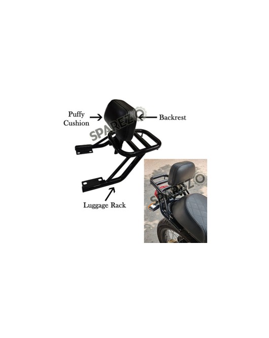 Royal Enfield Interceptor and GT 650 Rear Luggage Rack Carrier With Backrest Black