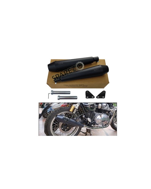 Royal Enfield GT and Interceptor 650cc AEW TE 101 Black Exhaust Silencer Pair