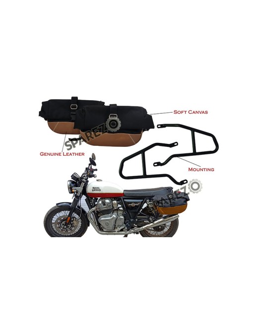 Royal Enfield GT Continental and Interceptor 650cc Soft Pannier Bags With Mounting Rails D3