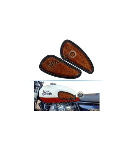 Customized Royal Enfield Interceptor 650cc Leather Knee Pad Pair Orange Crush D10