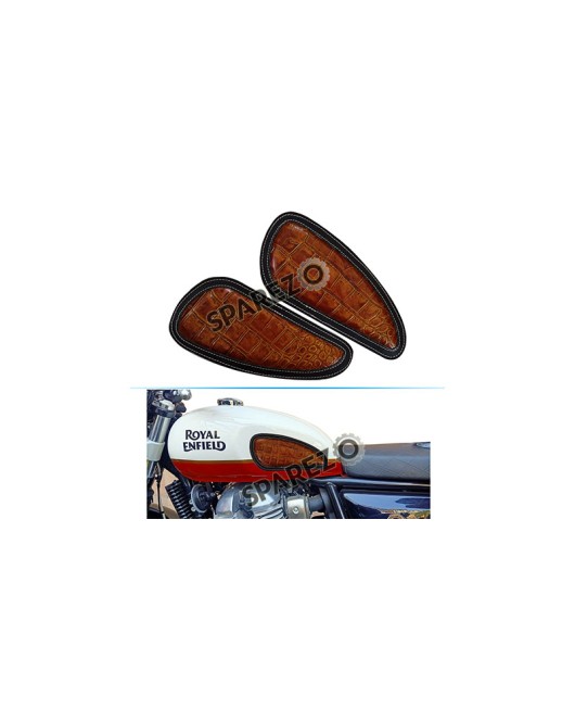 Customized Royal Enfield Interceptor 650cc Leather Knee Pad Pair Orange Crush D10