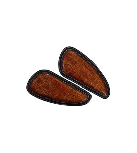 Customized Royal Enfield Interceptor 650cc Leather Knee Pad Pair Orange Crush D10