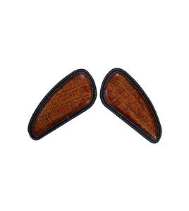 Customized Royal Enfield Interceptor 650cc Leather Knee Pad Pair Orange Crush D10