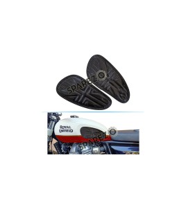 Customized Royal Enfield Interceptor 650cc Leather Knee Pad Pair Union Jack Black D9