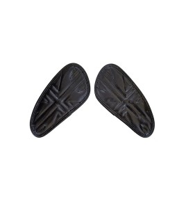 Customized Royal Enfield Interceptor 650cc Leather Knee Pad Pair Union Jack Black D9