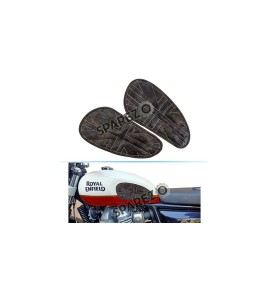 Customized Royal Enfield Interceptor 650cc Leather Knee Pad Pair Union Jack Rusty Grey D8