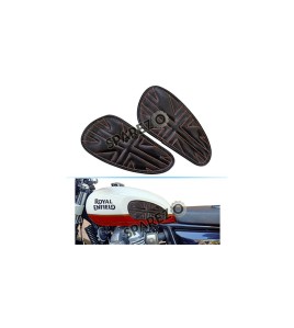 Customized Royal Enfield Interceptor 650 Leather Knee Pad Pair Union Jack Black D7