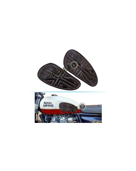 Customized Royal Enfield Interceptor 650 Leather Knee Pad Pair Union Jack Black D7